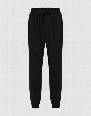 Black Urban Revivo Drawstring Waist Men's Joggers | FYZPCX-615