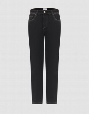 Black Urban Revivo Straight Fit Men's Jeans | MTHXDG-032