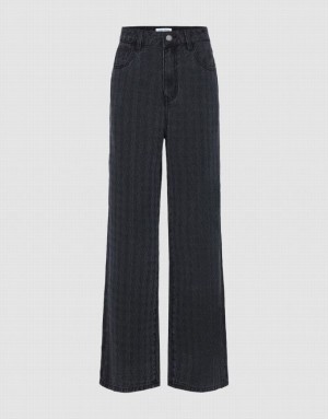 Black Urban Revivo Straight Women's Jeans | XWTOPK-710