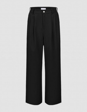 Black Urban Revivo Wide-Leg Women's Pants | YWSPXE-063