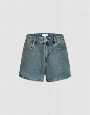 Blue Urban Revivo Women's Denim Shorts | TKBMEX-653