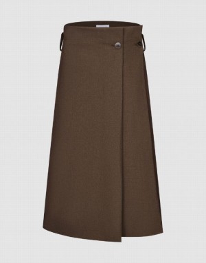 Brown Urban Revivo Midi A-Line Women's Skirts | OIETMN-697