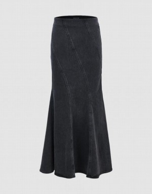Dark Grey Urban Revivo Fishtail Women's Denim Skirt | MVTAKC-349
