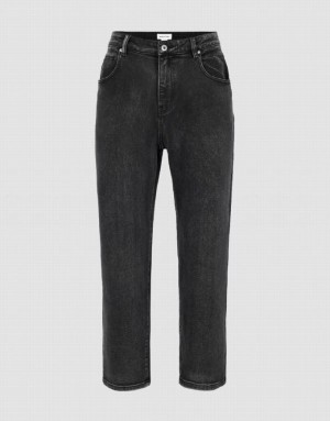 Dark Grey Urban Revivo Straight Men's Jeans | EXJRWN-702