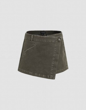 Green Urban Revivo Loose Women's Denim Shorts | DRKLSX-041