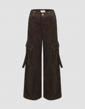 Green Urban Revivo Wide-Leg With Pockets Women's Pants | AEDFGK-764