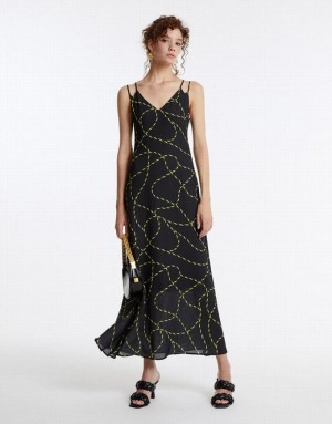 Grey Urban Revivo Printed Strappy Women's Casual Dress | QKSMHR-702