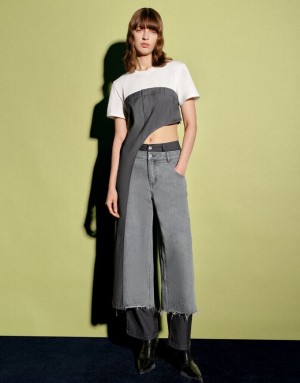 Grey Urban Revivo Straight Women's Jeans | BGSVOW-582