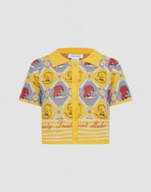 Multicolor Urban Revivo Woody Woodpecker Plaid Short Sleeve Women's Cardigan | RGPUQV-720