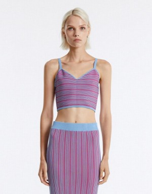 Purple Urban Revivo Striped Knit Women's Camisole | QFETIB-694