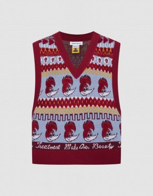 Red Urban Revivo Woody Woodpecker Women's Sweater Vest | PYSTBA-761