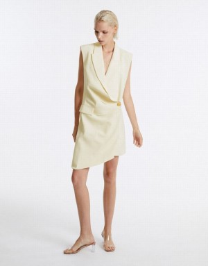 White Urban Revivo Asymmetric Women's Casual Dress | BRECLF-931