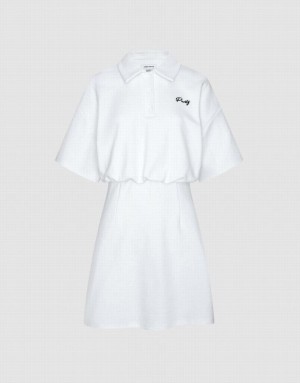 White Urban Revivo Letter Detail Women's Casual Dress | OAJTPD-504