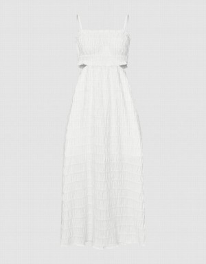 White Urban Revivo Sleeveless Cut-Out A-Line Women's Dress | KXFMGL-842