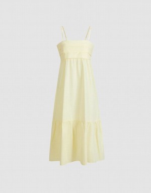 Yellow Urban Revivo Cami Ruffle Hem Midi Women's Midi Dress | XAQEYS-749