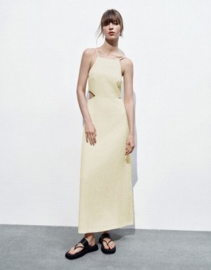 Yellow Urban Revivo Sleeveless Cut-Out Skater Women's Short Dress | HOMGCX-981