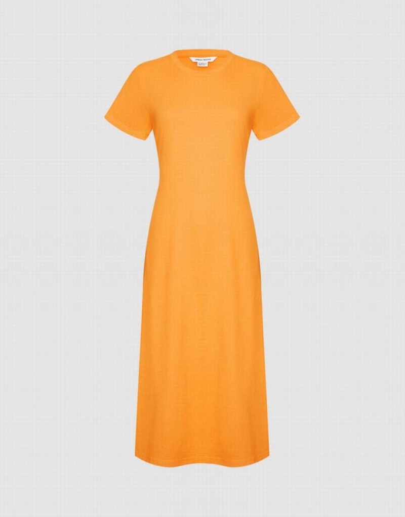 Apricot Urban Revivo Cut Out Back Midi Women's Midi Dress | XLAVBJ-517