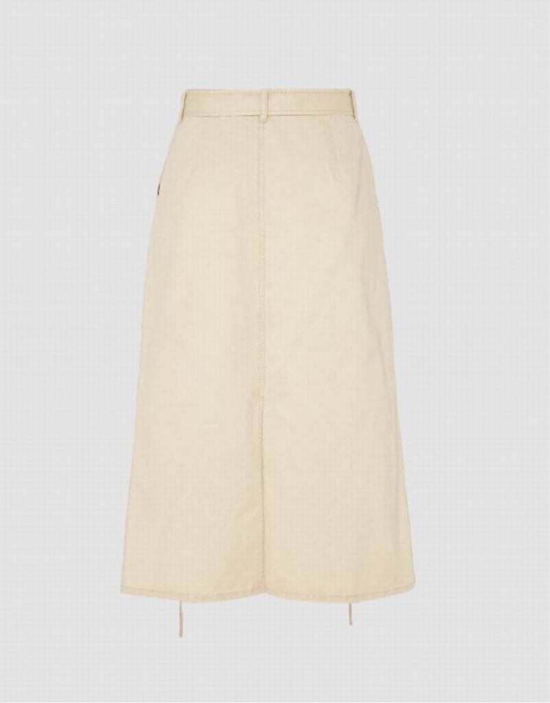 Beige Urban Revivo Ruched A-Line Women's Skirts | BZXNDQ-869