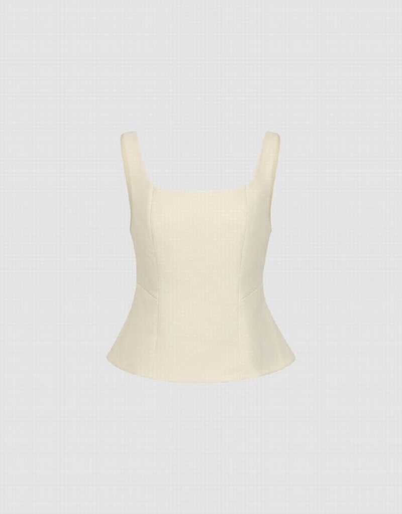 Beige Urban Revivo Square-cut Collar Women's Camisole | STPRUL-705