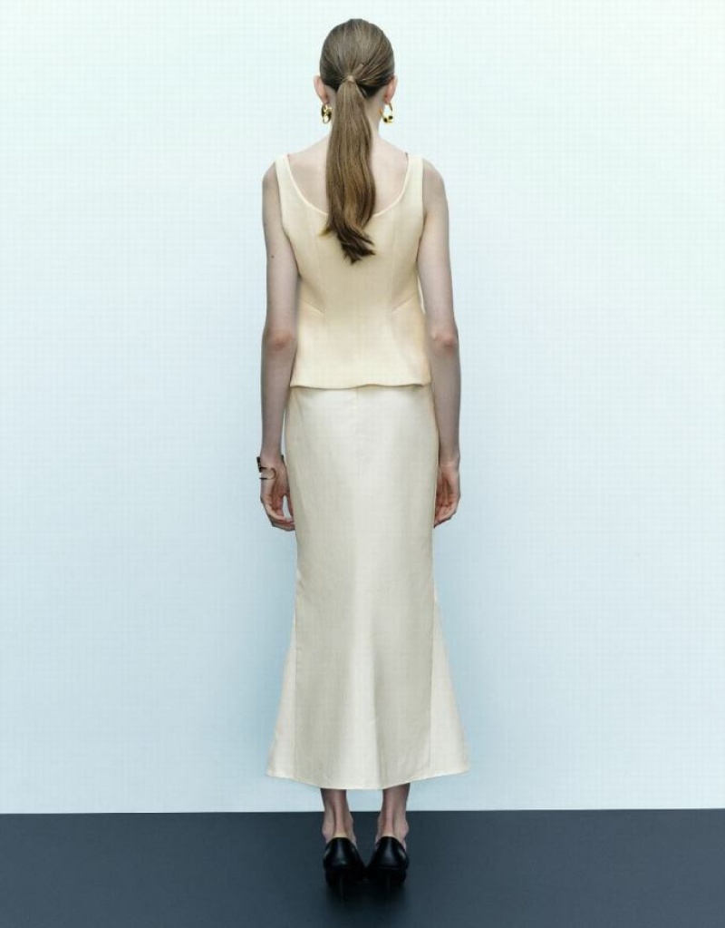 Beige Urban Revivo Square-cut Collar Women's Camisole | STPRUL-705