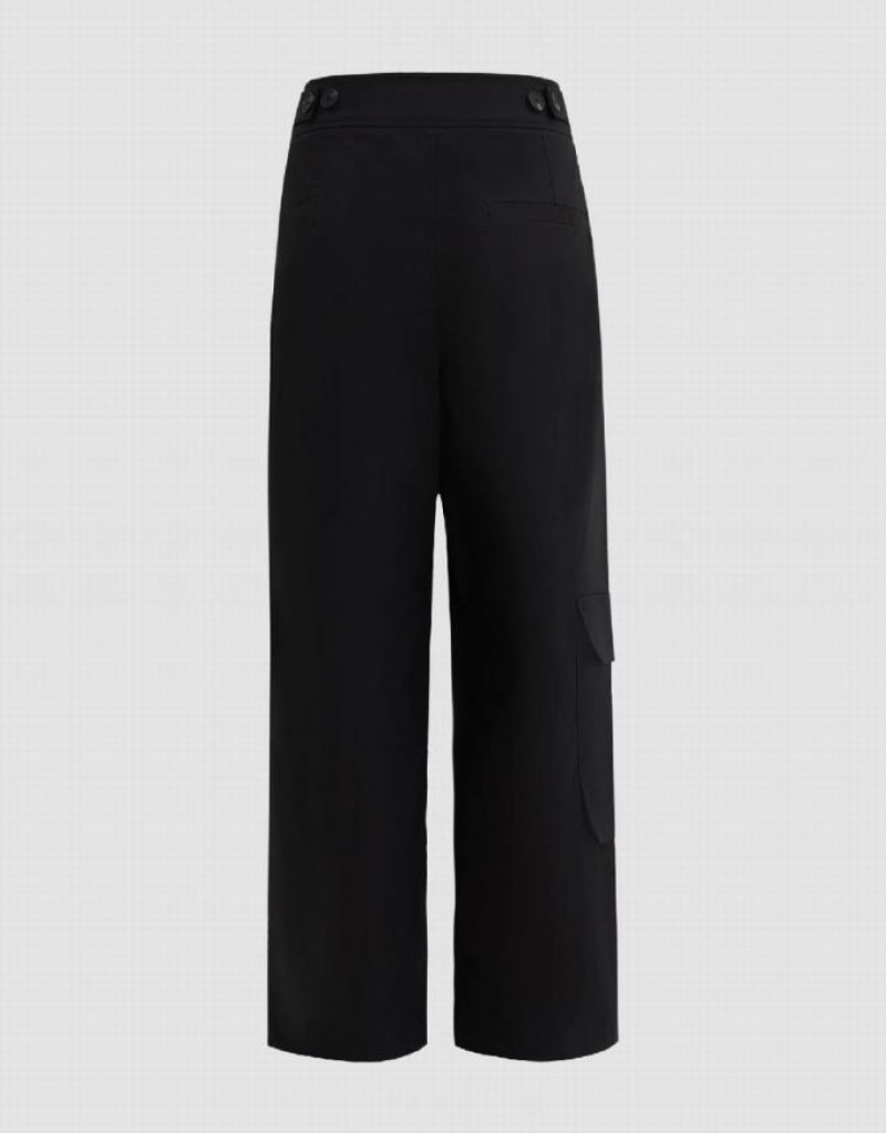 Black Urban Revivo Capri Wide-Leg Women\'s Pants | CQKBIZ-160