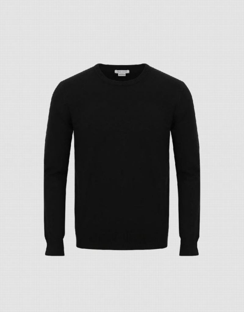 Black Urban Revivo Crew Neck Knitted Men's Cardigan | PHSVZE-307