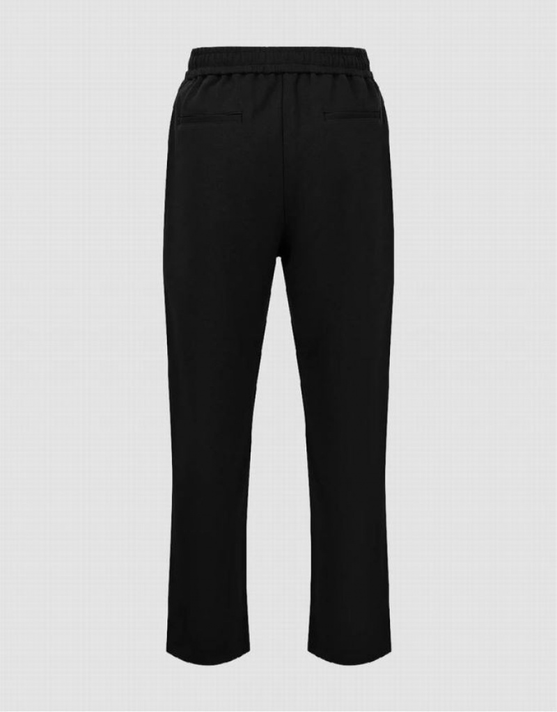 Black Urban Revivo Drawstring Waist Knitted Carrot Fit Men's Pants | DSGUXR-724