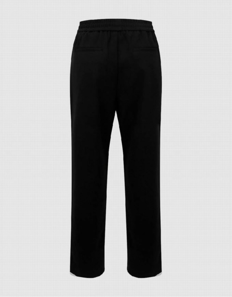 Black Urban Revivo Drawstring Waist Knitted Carrot Fit Men's Pants | UZGVTH-136
