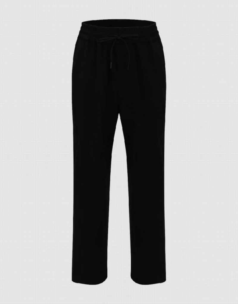 Black Urban Revivo Drawstring Waist Knitted Carrot Fit Men\'s Pants | UZGVTH-136