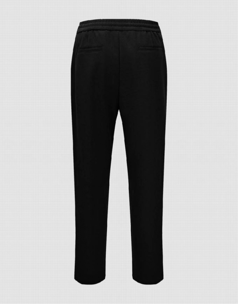 Black Urban Revivo Drawstring Waist Knitted Carrot Fit Men's Pants | IAKXJU-659