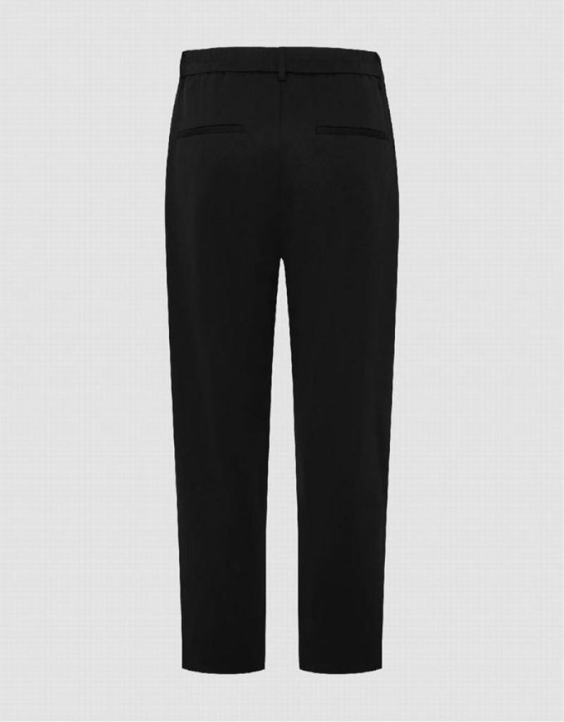 Black Urban Revivo Elastic Waist Knitted Carrot Fit Men's Pants | WNCAXD-209