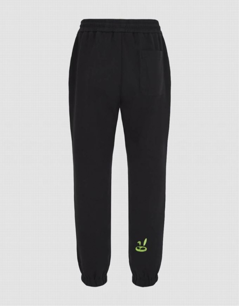 Black Urban Revivo Elastic Waist Men's Joggers | VJCNAY-179