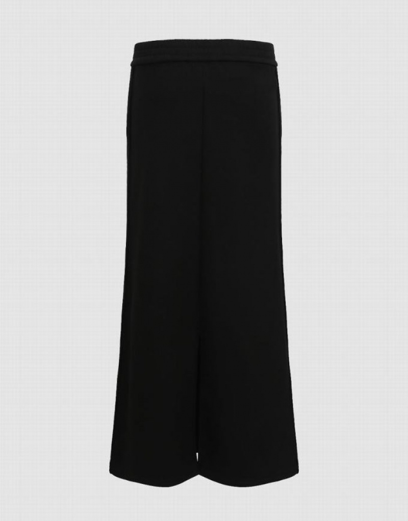 Black Urban Revivo Elastic Waist Midi Straight Women's Skirts | KZUJCO-946