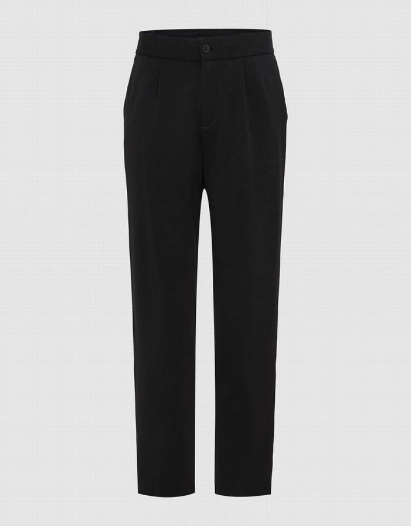 Black Urban Revivo Knitted Carrot Fit Men\'s Pants | WHMISB-794