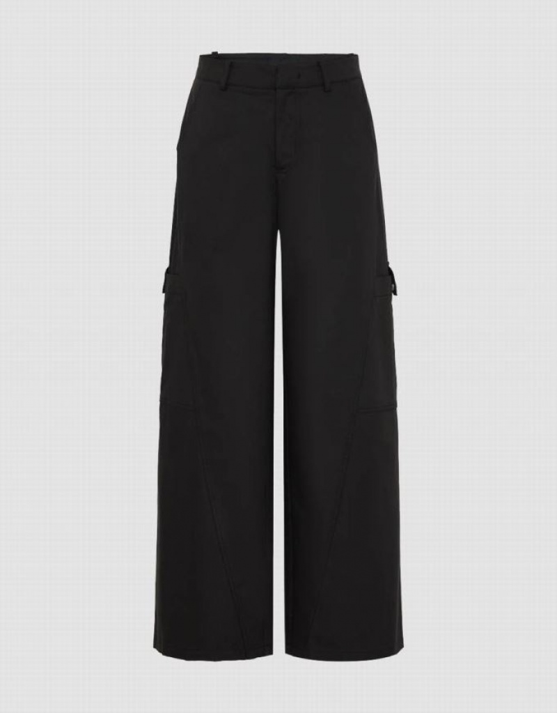 Black Urban Revivo Loose Carrot Fit Women\'s Pants | OXRMDN-239