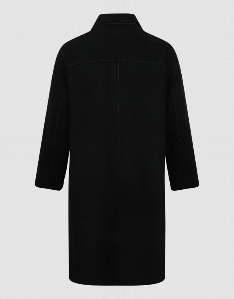 Black Urban Revivo Loose Straight Men's Coats | KNWXEG-409