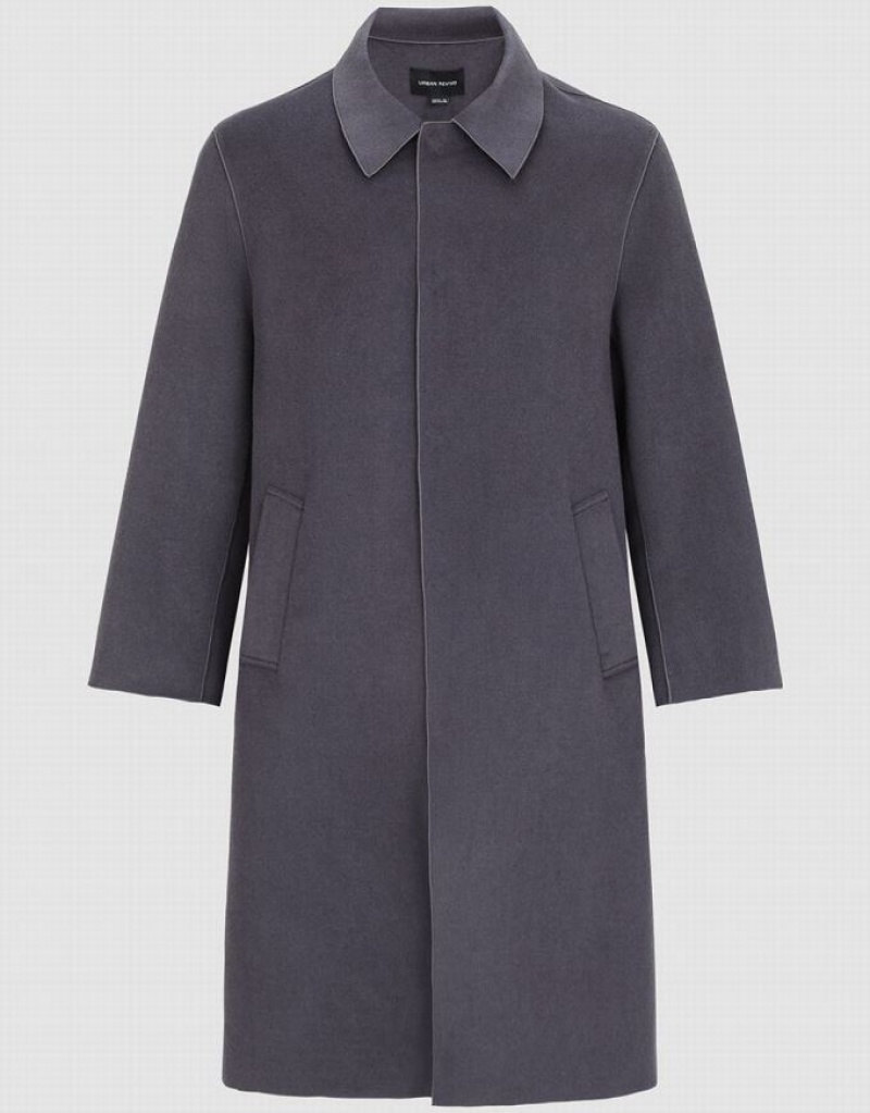 Black Urban Revivo Loose Straight Men's Coats | KNWXEG-409