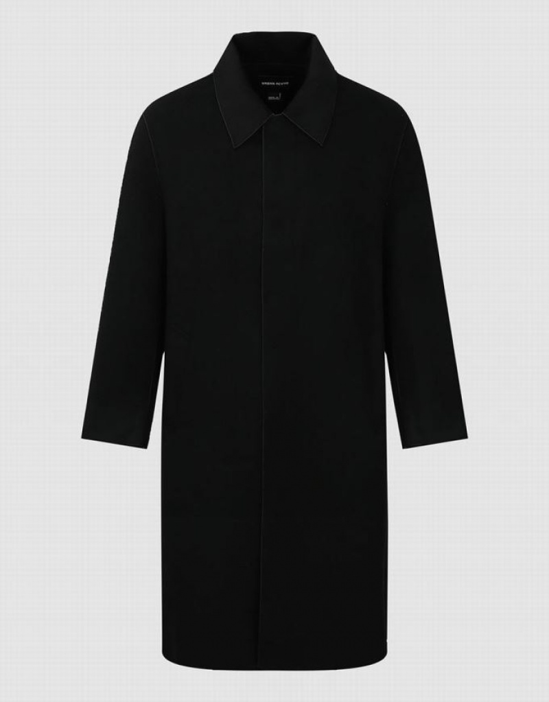 Black Urban Revivo Loose Straight Men\'s Coats | KNWXEG-409