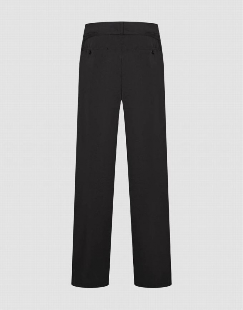 Black Urban Revivo Loose Straight Men's Pants | XOLYKP-174