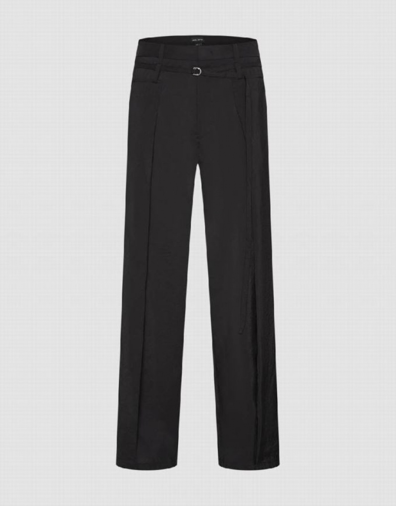 Black Urban Revivo Loose Straight Men\'s Pants | XOLYKP-174