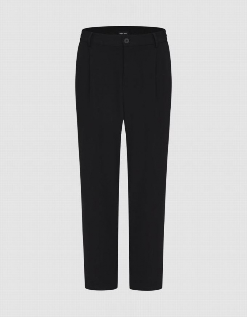 Black Urban Revivo Loose Straight Men\'s Pants | RKZPOC-410