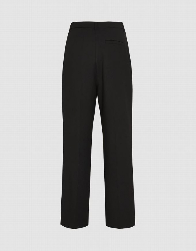 Black Urban Revivo Loose Straight Women's Pants | PKOJGW-124