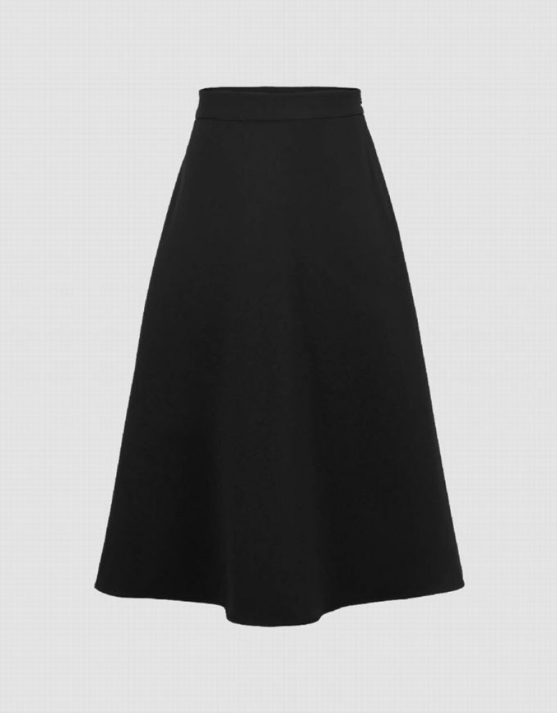 Black Urban Revivo Midi A-Line Women\'s Skirts | FLTAQR-476