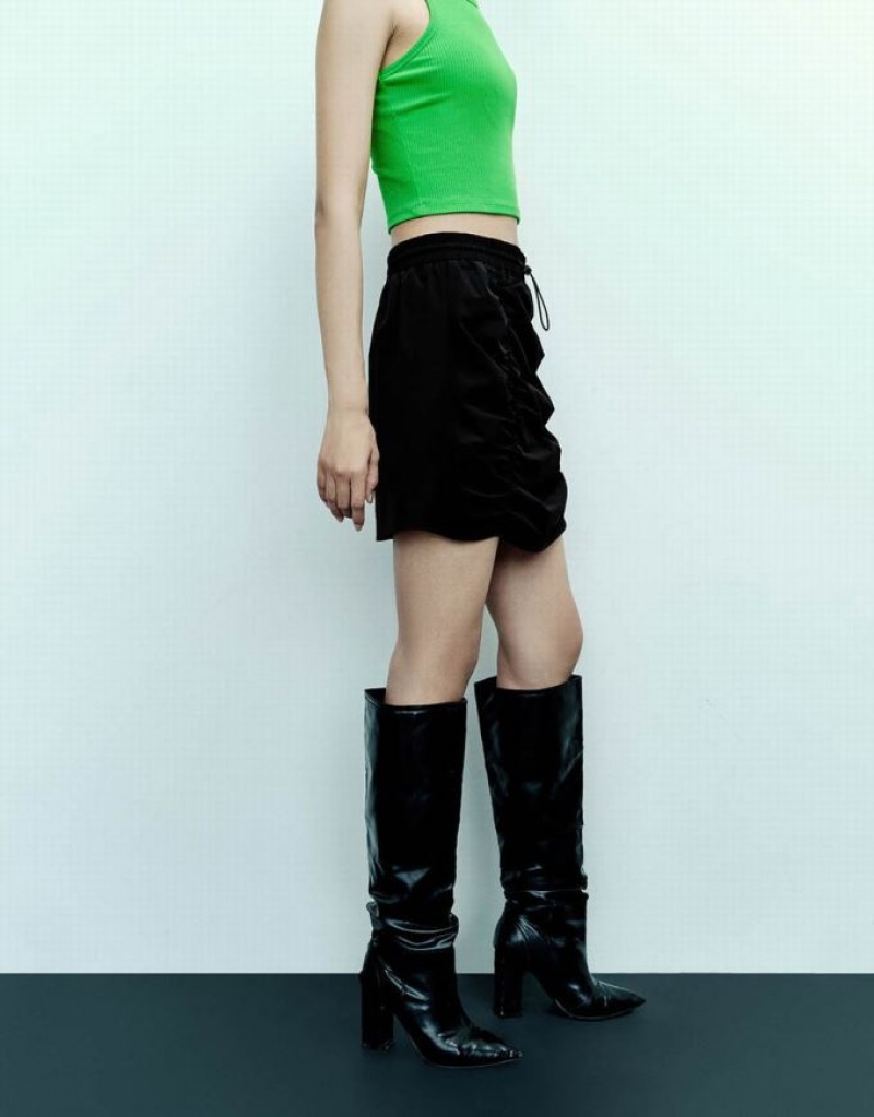 Black Urban Revivo Mini Straight Women's Skirts | LIZAVD-679