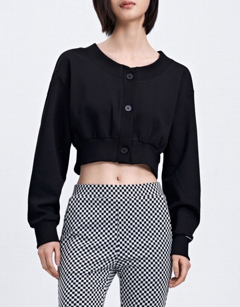 Black Urban Revivo Plain Button Front Women's Jacket | WSVKMX-328