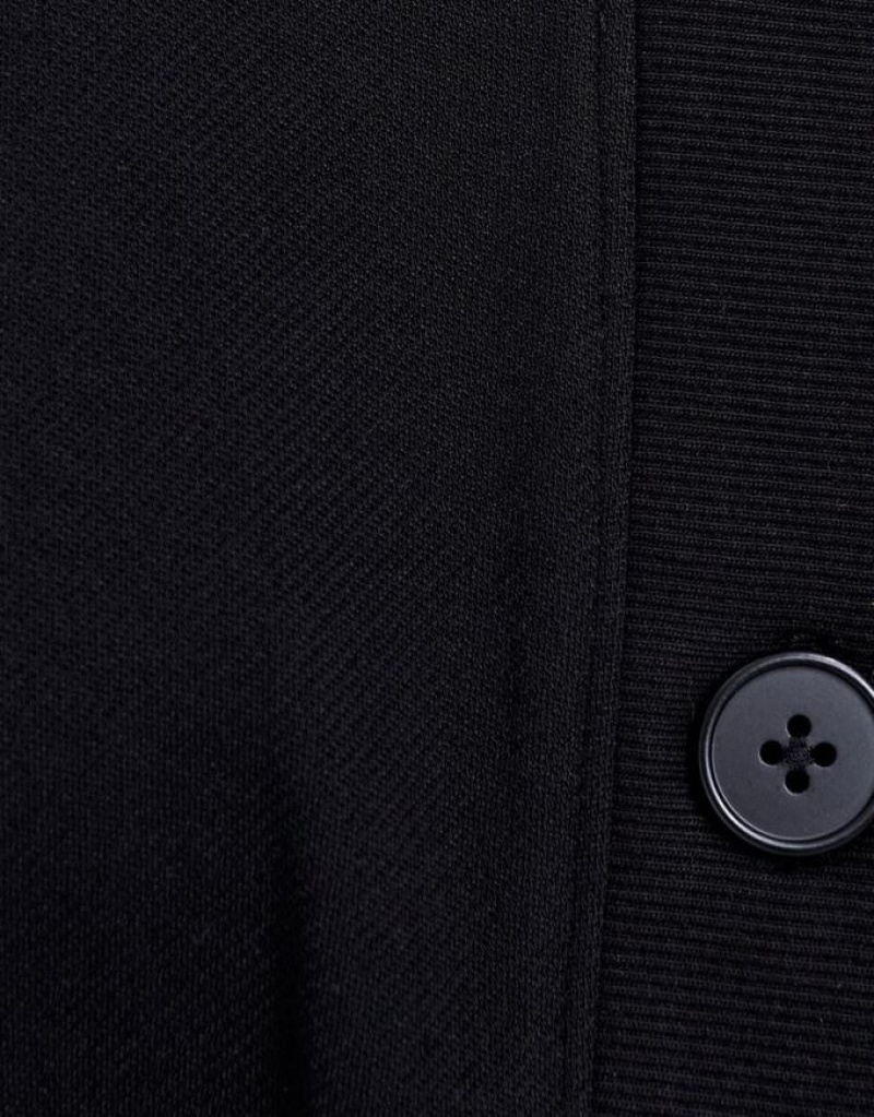 Black Urban Revivo Plain Button Front Women's Jacket | WSVKMX-328