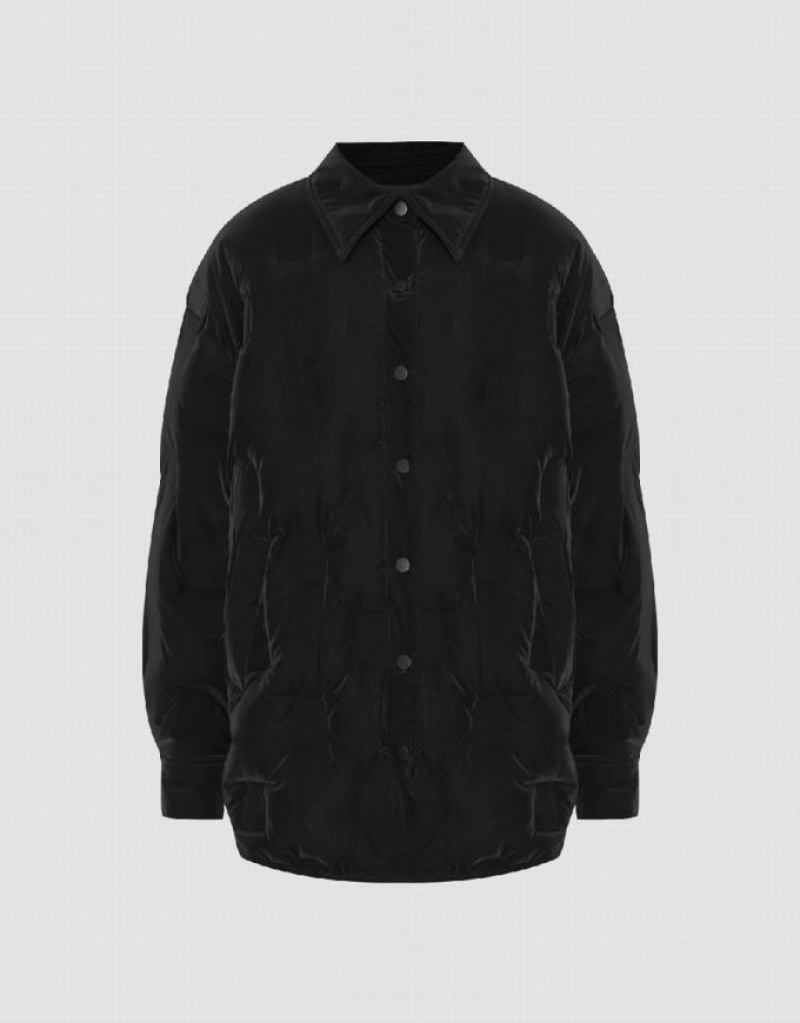 Black Urban Revivo Pressed Button Women\'s Down Jackets | APBWIO-219