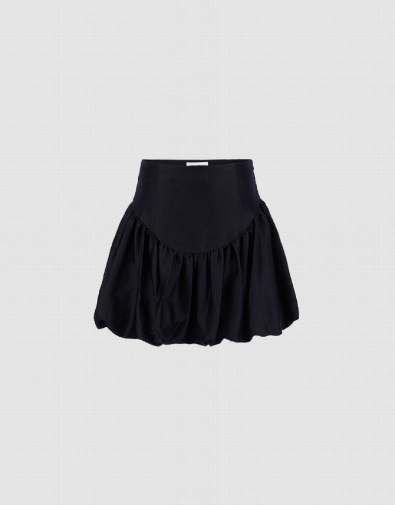 Black Urban Revivo Ruffle A-Line Women\'s Skirts | CELNZX-496