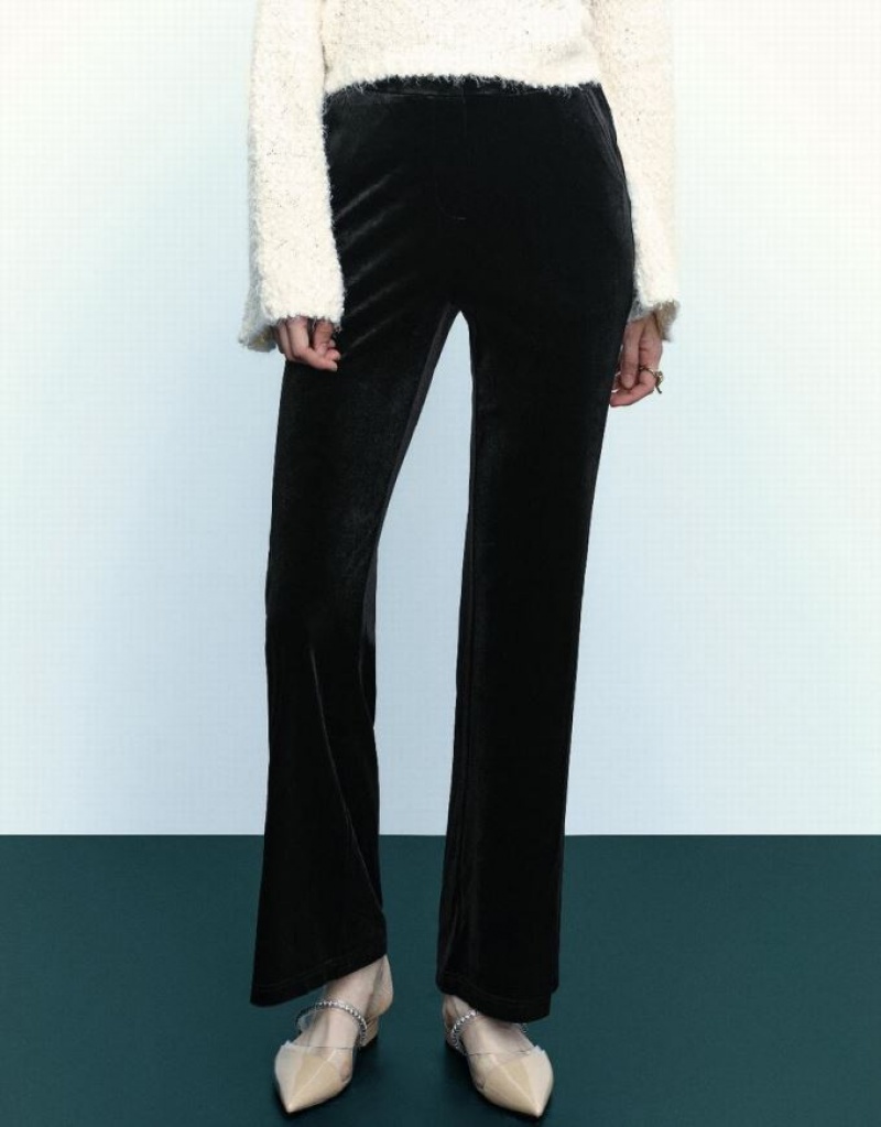 Black Urban Revivo Skinny Straight Women's Pants | WVHFXN-604
