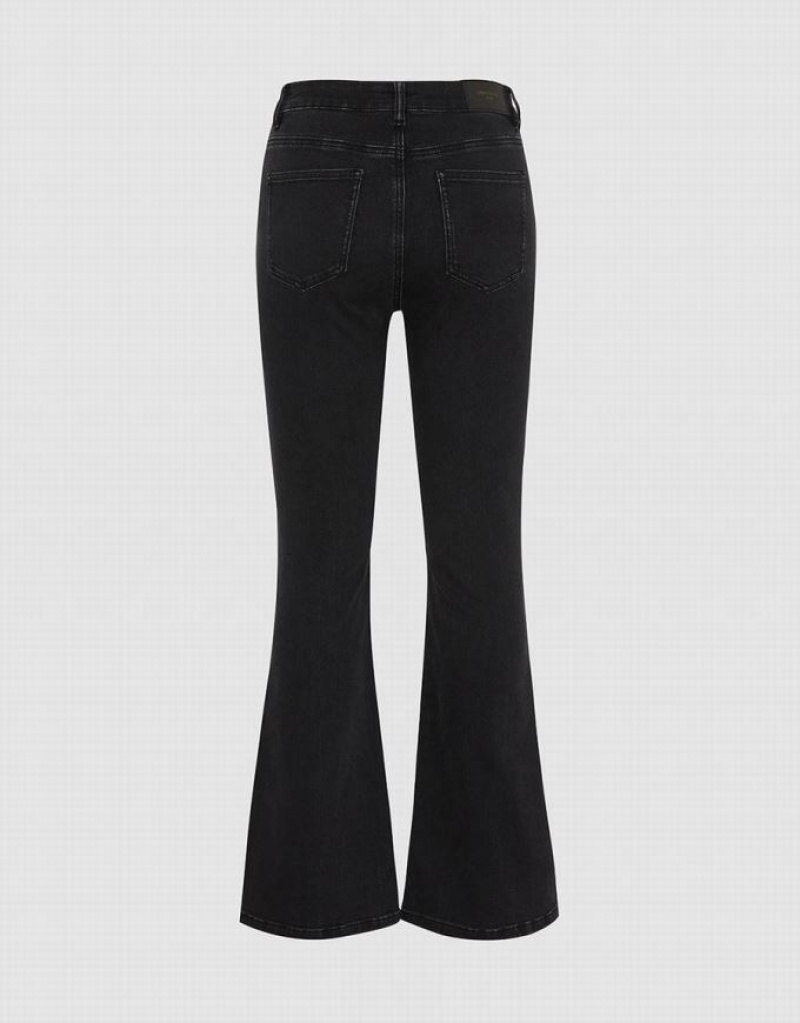 Black Urban Revivo Split Hem Flare Women's Jeans | TGDHZA-809
